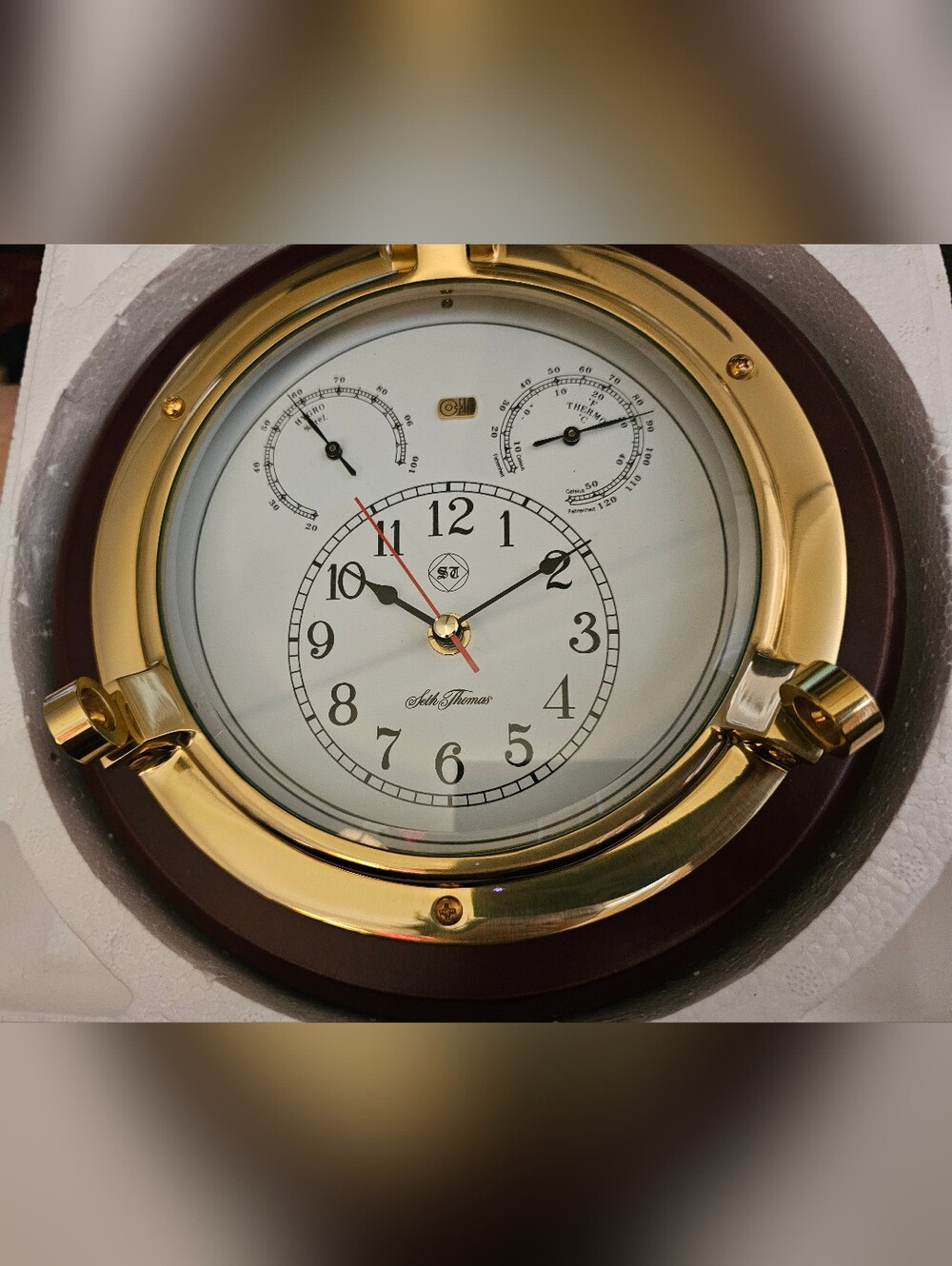 Seth Thomas Meridian Clock With Hygro & Thermo Gages